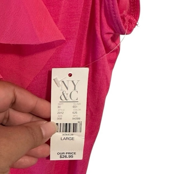 NWT New York & Co Pink Ruffled Tank Top Size Large - Picture 6 of 6